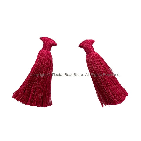 2 TASSELS Maroon Red Color Tassels - Handmade Boho Tassels Bag Tassels Mala Tassels - Craft Tassels - T225-2