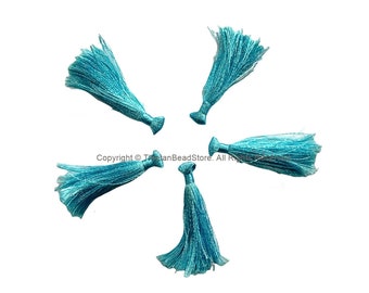5 TASSELS Light Blue Tassels - Handmade Boho Tassels Bag Tassels Mala Tassels - Craft Tassels - T229-5