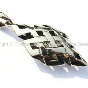 Tibetan Silver Plated Endless Knot Hollow Carved Pendant - Celtic Knot - Infinity Knot - Nepal Tibetan Artisan Handmade Jewelry - WM3588