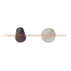 1 SET - Juego de cuentas de gurú tibetano de piedras preciosas de amatista - Cuentas y gorra de gurú de 3 agujeros - Suministro de fabricación de Mala de oración - GB123L