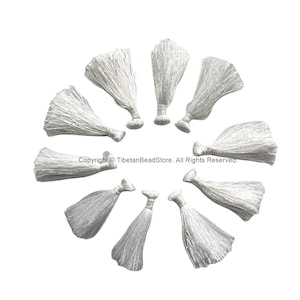 10 TASSELS White String Tassels - Handmade Boho Tassels Bag Tassels Mala Tassels - Craft Tassels - T236-10