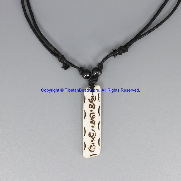 Adjustable Tibetan OM Mani Mantra Necklace - Handmade Tibetan Jewelry- Unisex Jewelry - Necklace- TibetanBeadStore- WM7939