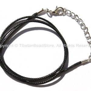Conjunto de 5 - 17&#39;&#39; Cord collar de algodón encerado negro con cierre de langosta con cadena de extensión de 2&quot; - TibetanBeadStore Cadenas & Findings - C30-5