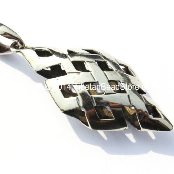 2 PENDANTS - Tibetan Silver Plated Endless Knot Hollow Carved Pendants - Celtic Knot - Infinity Knot - Nepal Tibetan Jewelry - WM3588-2