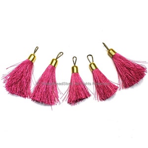 5 TASSELS Mauve Pink Tassels with Gold Toned Brass Caps - Quality Tassels Boho Tassels Earring Tassels - Craft Tassels - T205-5