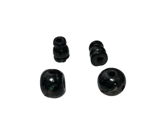 2 SETS - Black Inlaid Tibetan Guru Bead Sets - Tibetan Mala Guru Beads - 3 Hole Guru Beads - Mala Making Supply - GB123X