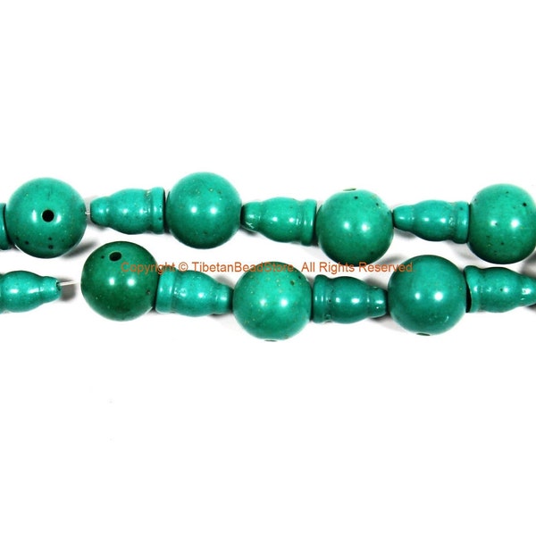 1 SET - LARGE Turquoise Tibetan Guru Bead Set 13mm-14mm size Turquoise Color Resin 3 Hole Guru Beads - Tibetan Mala Making Supply - GB36B-1