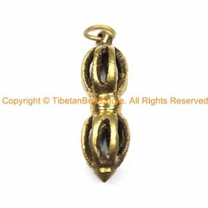 Tibetan Brass Vajra Dorje Charm Amulet Pendant - Handmade TibetanBeadStore Mala Buddhist Yoga Jewelry- Tibetan Jewelry- WM7046