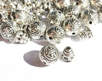 3 Sets -  Light Weight Tibetan Silver 3 Hole Guru Bead Sets - Guru Beads - Mala Making Supplies - GB42-3