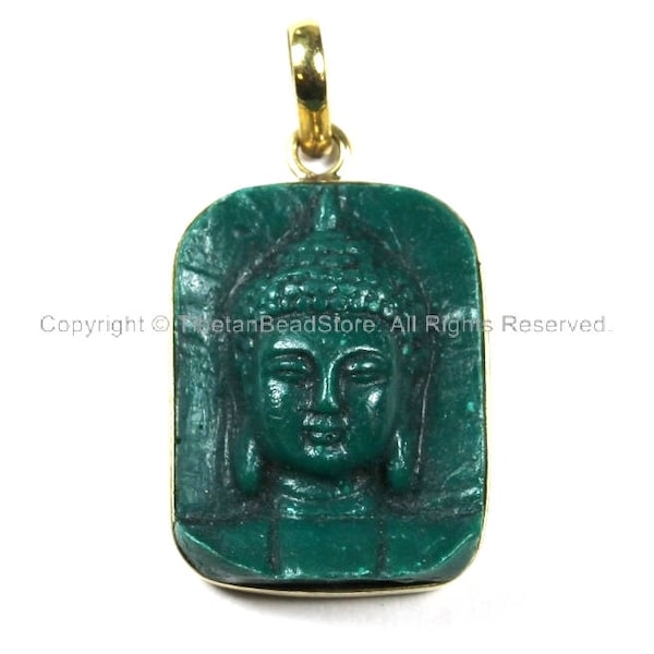 Nepal Tibetan Green Buddha Pendant - TibetanBeadStore Custom Design Buddha Pendant- Handmade Jewelry - Yoga Buddha Meditation -  WM843B