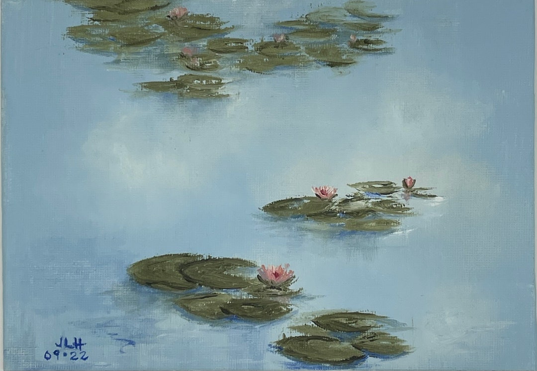Original Oil Painting Impressionist Water Lilies Lily Pads Floral Art ...