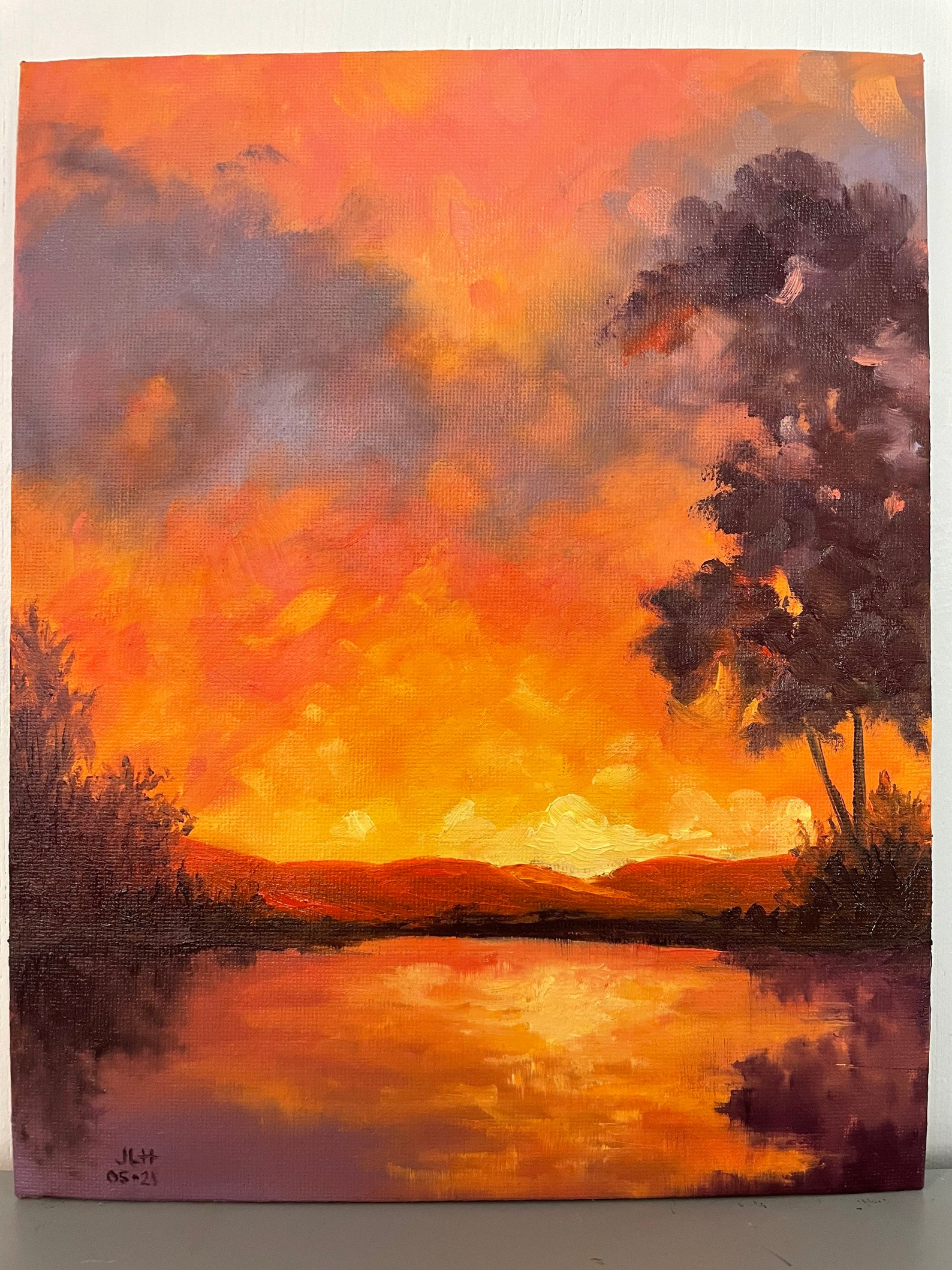 8x10 inch oil painting on canvas board sunset scenery | Etsy