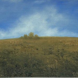 Autumn fields impressionist original oil painting pasture wall hanging wall decor bookshelf decor fine art affordable decor gift collectible