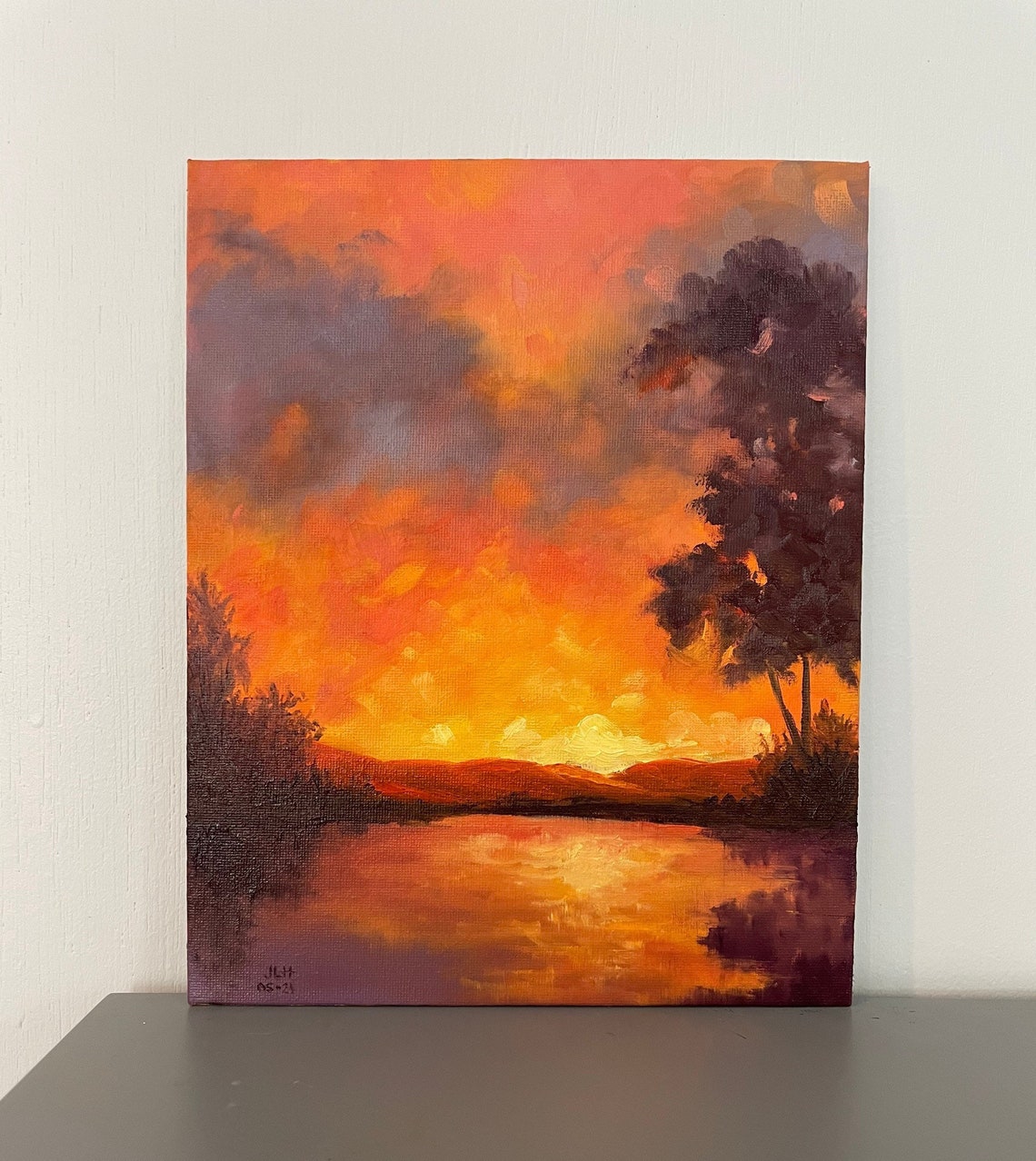 8x10 inch oil painting on canvas board sunset scenery Etsy
