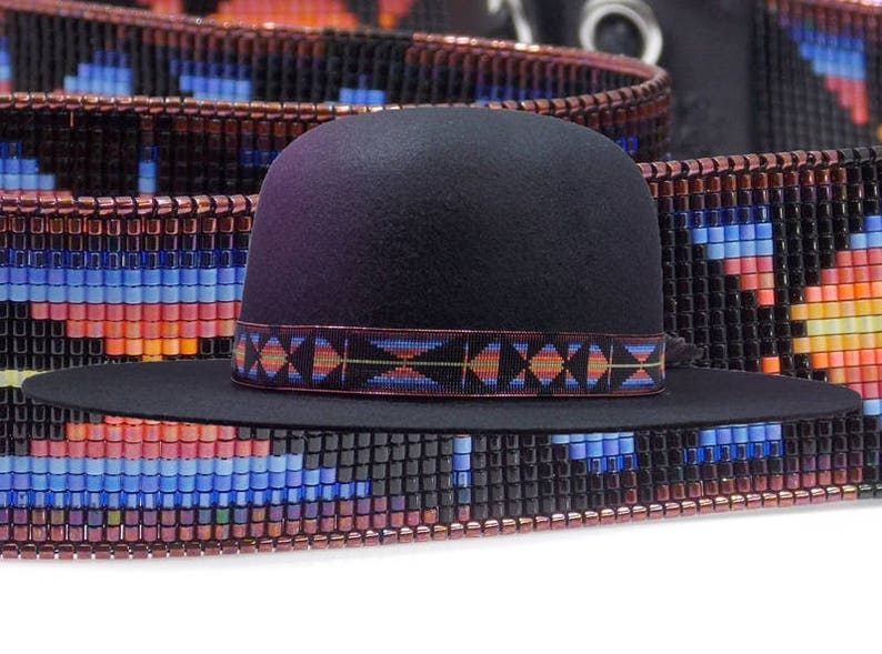 Southwestern Sunset Beaded Hat Band Authentic Hand Made Etsy