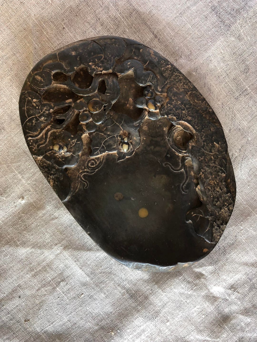 Hand Carved Spiders Around Pond Ink Stone (vintage) - Etsy