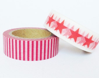 Washi Tape a righe fucsia verticali / Hot Pink and White Vertical Stripes Washi Tape