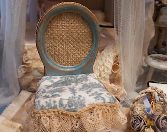 1/12th beautiful Dollhouse chair in the shabby style , hand painted and aged 12th scale miniature OOAK