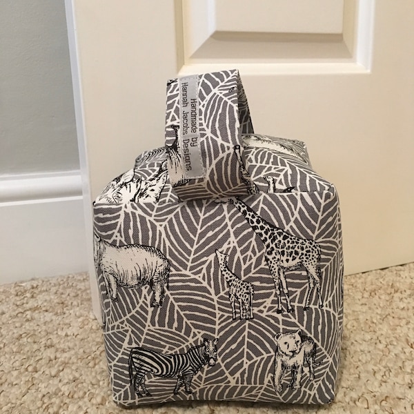 Grey Safari animal print doorstop