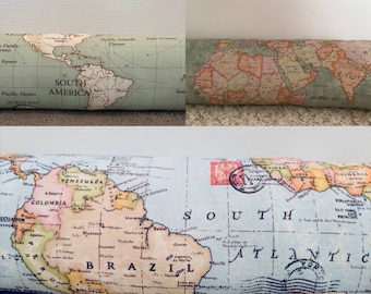 World Map Draught Excluder | Handmade Filled Door Draft Stopper