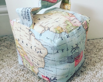 World Map Doorstop | Handmade Fabric Door Stop, Teacher Gift