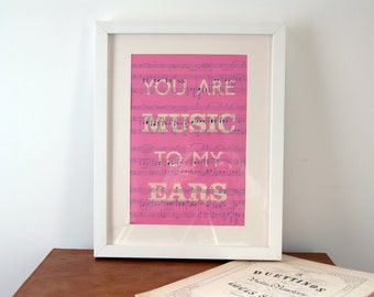 You are music to my ears: hand pulled screen prints on vintage music sheets