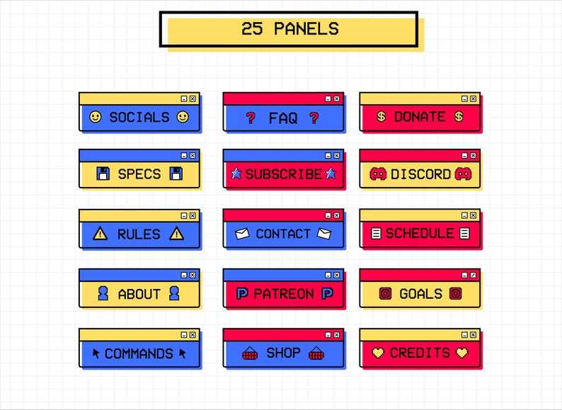 Animated Twitch Stream Overlay: Retro 90s Colorblock Theme (digital ...