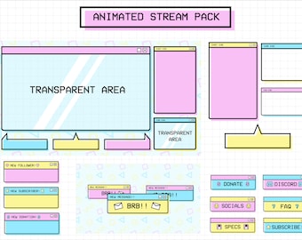 Animated Twitch Stream Overlay: Pastel Colorblock Windows Theme (Digital Download)