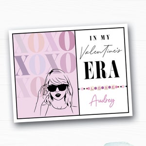 Taylor Swift CUTE Valentine con il nome del bambino nell'era di San Valentino, biglietto di scambio in classe, file digitale, braccialetto dell'amicizia con perline di caramelle