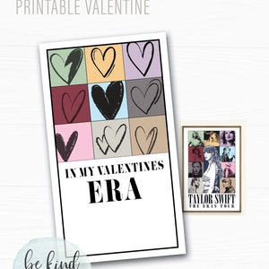 Taylor Swift CUTE Valentine, Swiftie, ERAS TOUR, In My Valentine's Era, cartão digital de troca de sala de aula para meninas, doces ou pulseira de amizade