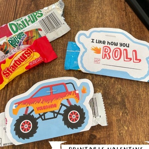 Niño San Valentín, me gusta cómo te mueves, Monster Truck, Jeep, Hot Rod, etiqueta de regalo imprimible, porta caramelos, intercambio en el aula, San Valentín para niño, divertido