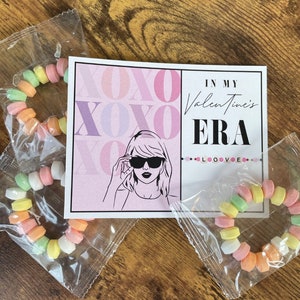 Taylor Swift CARINO San Valentino, Swiftie, Biglietto dell'era del mio San Valentino, Scambio di classi per ragazze, File digitale, Bracciale di caramelle Perline Amicizia