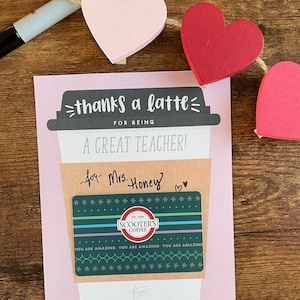 Agradecimiento al maestro, Tarjeta de agradecimiento con café con leche, Tarjeta de regalo para amantes del café, Starbucks, Scooters, Agradecimiento al maestro, Regalo útil de San Valentín para el maestro