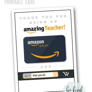 Druckbare Karte für Lehrer Wertschätzung Ende des Jahres Danke, Valentinstag, Danke einem erstaunlichen Lehrer, Amazon Karte, Niedlich gepaart mit Geschenkkarte