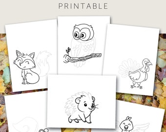 Fall Craft for Kids, Printable Leaf Animal template, Cute craft with fall leaves, six animals included. Craft for young kids & older kids