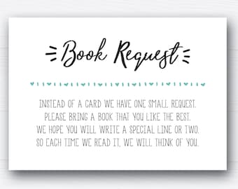 Book Request Card, Baby Shower, Book Instead of Card, Insert, Baby Books, Printable, Instant Download, Print Today, Baby Shower Invite Extra