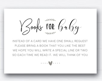 Libri per bambini, Richiesta di libro, Libro invece di una carta, Inserto di invito per baby shower, Stampabile, Download istantaneo, Porta un libro, Biblioteca per bambini