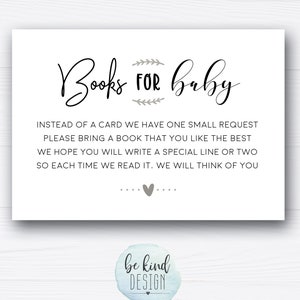 Boeken voor baby, boekaanvraag, boek in plaats van een kaart, babyshoweruitnodiging invoegen, afdrukbaar, direct downloaden, neem een boek mee, babybibliotheek