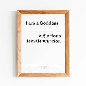 Citação de Leslie Knope, fã de parques e recreação, presente, impressão, deusa, guerreira, feminista, escritório, arte doméstica, arte em preto e branco, design moderno