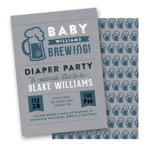 Baby is aan het brouwen, man babyshower, uitnodiging luierfeestje, bier, baby, brouwen, papa in wording, bierthema, afdrukbare uitnodiging, gedrukte kaarten