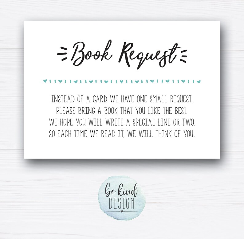 Book Request Card Baby Shower Book Instead Of Card Insert Etsy