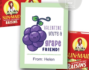 Raisin Valentine Idea for Healthy Candy Free Treat Raisins Box Valentine for Young Child Exchange Daycare Preschool Treat for Boy for Girl