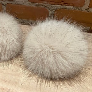 4-Inch Pinkish Beige Knit Hat Pom for Knitters and Crafters