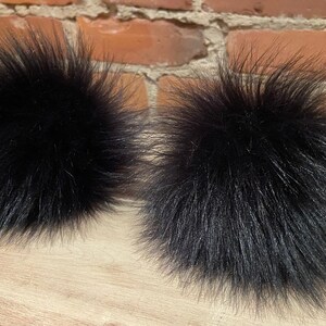 Jet Black Lamb Faux Fur Hat Pom, 6-Inch