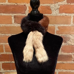 Janelle Black Wide Rex Rabbit Fur Pull Through Scarf: FurHatWorld,com