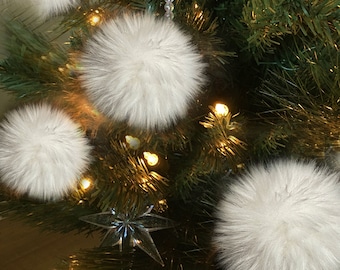 Snowball White Christmas Ornaments, Set of Six