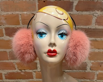 Rose Pink Mink Faux Fur Earmuffs