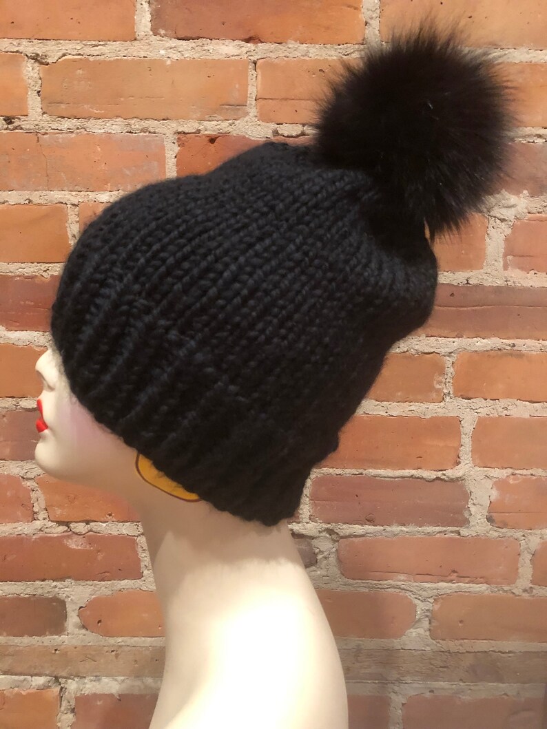 Brown Black Pom Real Fox Fur Detachable Recycled Fur Knitting Supplies Fur Ball Hat Topper Pom Pom Hat Pom Black Fox Pom 5 Inch