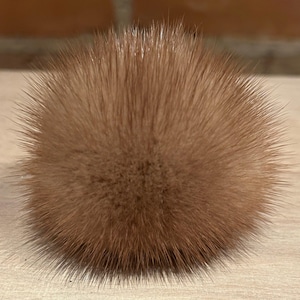 Pompon di pelliccia di visone color miele e oro, 2,5 pollici, pelliccia vintage riciclata