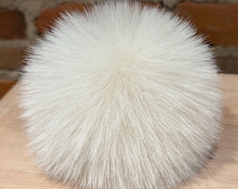 Ultraleichter, beige-weißer Kunstfellbommel für Ihre Strickmütze, 12,7 cm (5 Zoll)